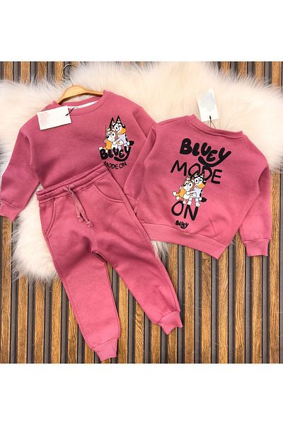 ninita kids Bluey 3 Thread Printed Girl's 2-Piece Tracksuit Set