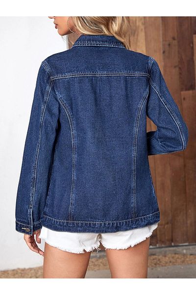 Cuqq Denim Jachetă de blugi Boyfriend de damă bleumarin
