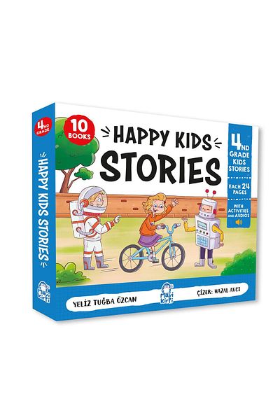 Mavi Kirpi Happy Kids Stories 4. Classroom English Stories (10 Books+24 Pages Each+Activated+Audio Support)