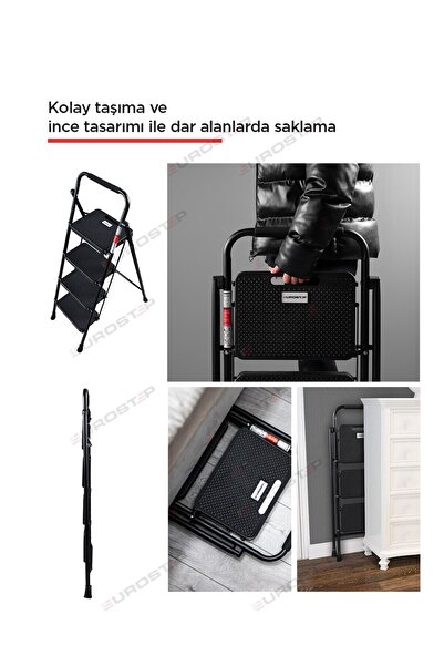 ERTEKPA 4 Basamak Siyah Merdiven Geniş Basamaklı ERTEKPA, ET4