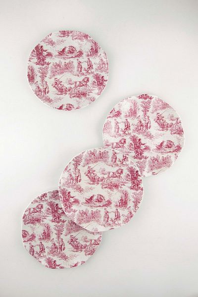 Bursa Porselen Dekor Dried Rose English 4-Piece Porcelain Cake Plate with Flounces