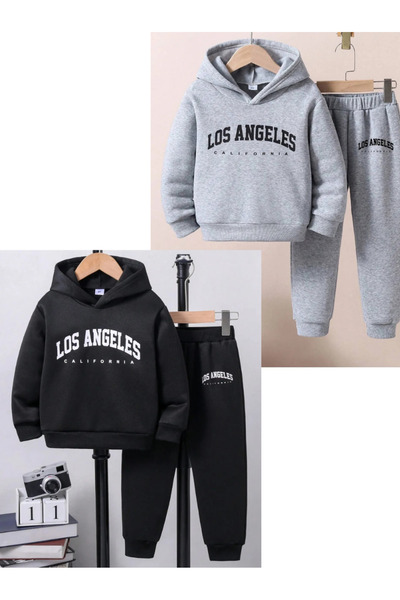 DAXİS Sportwear Company Σετ 2 Παιδικές φόρμες Los Angeles με στάμπα με κουκούλα