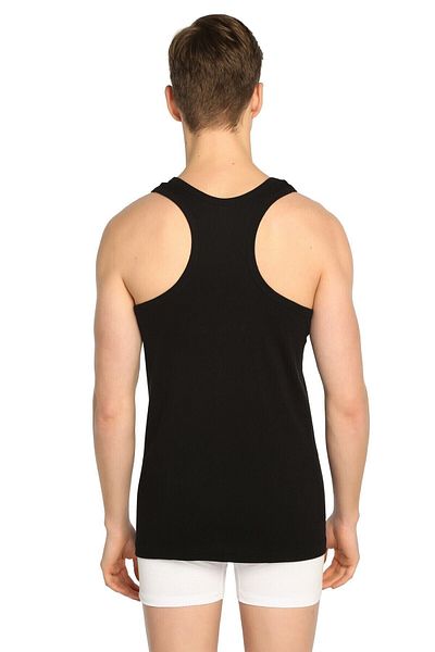 KEYAL Seher Men's Black Strap 6 Pack Rib Sports Tank Top 0058 - Star
