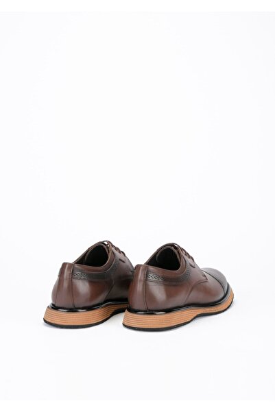 Yeşil Kundura O14 121 Ανδρικά δερμάτινα παπούτσια σε καφέ χρώμα