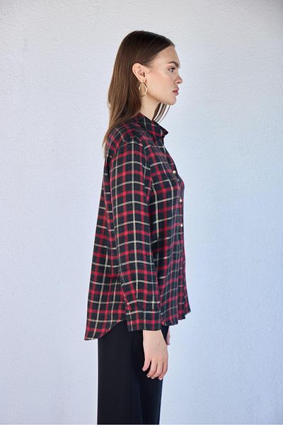 Masha Kate Lurex Yarn Plaid Shirt