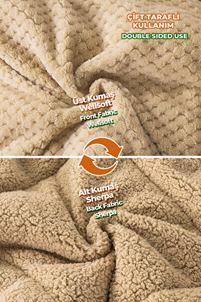 Evlen Home Collection Ultra Yumuşak Çift Taraflı Wellsoft Peluş Yorgan Çift Kişilik (BATTANİYE/NEVRESİM) 200x220 Cm Capp