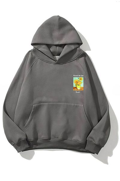 The Champ Clothing Vincent Van Gogh Printed - Smoked Unisex Fleece Hoodie φούτερ