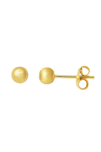 Bilezikci 14 Ayar Altın Mat Top Küpe 4 mm.