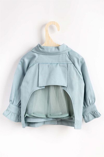Le Mabelle Mint Girl's Trench Coat with Tulle Back Detail - Maggie