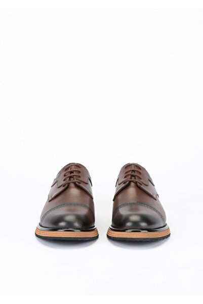 Yeşil Kundura O14 121 Ανδρικά δερμάτινα παπούτσια σε καφέ χρώμα