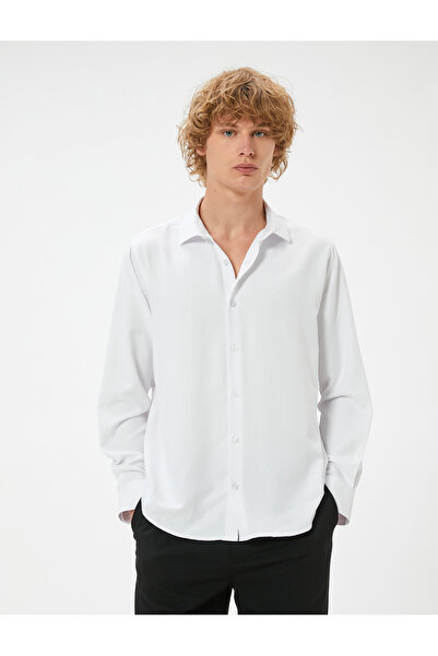 Koton Cămașă clasică cu mânecă lungă - Guler pe jumătate italian, cu nasturi