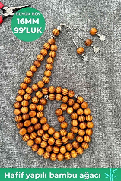 TESBİHKENTİ Mărime mare 99 16 MM Mărgele de rugăciune din lemn de bambus pent...