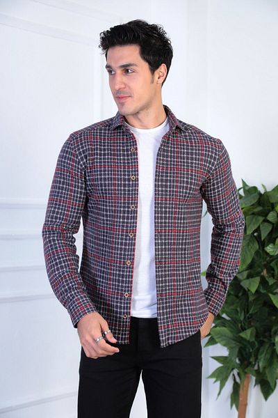 jack carisma Гъвкава и удобна мъжка карирана риза Lumberjack - Slim Fit трикотажна риза