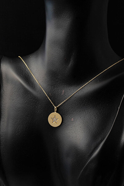 Bilezikci Yıldız Plaka Altın Zincirli Kolye