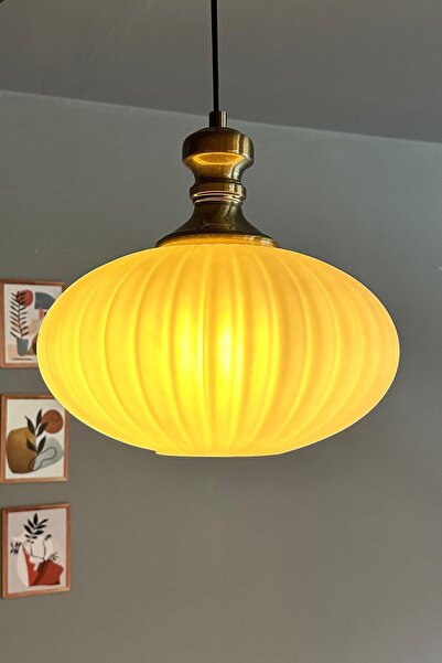Bamyum Elegant Beyaz Cam Tekli Avize Eskitme Knob Tokmak Başlık Sarkıt Lamba Restoran Salon Aydınlatma