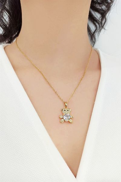 Çlk Accessories الصلب حجر تيدي بير قلادة Trkolye50288