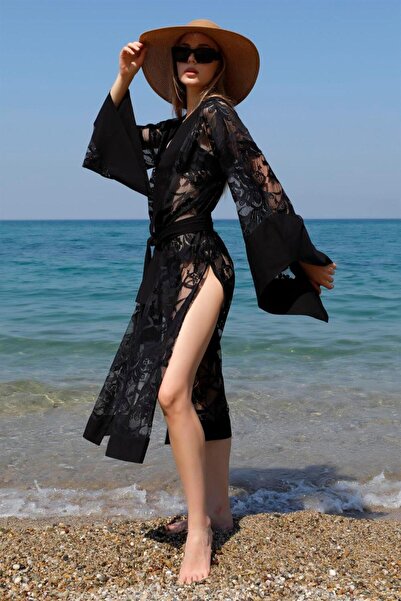 COCCARA SUMİRAGO BLACK DANTEL KİMONO