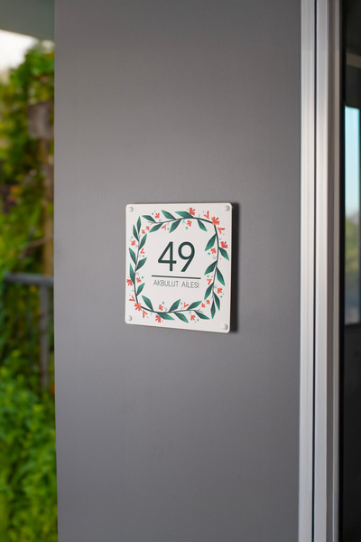 Morimora Doğal Çiçek Motifli Kişiye Özel Kapı Numarası ve Kapı isimliği