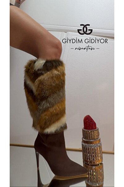 Giydim Gidiyor Brown Tasarım Çizme Kahverengi