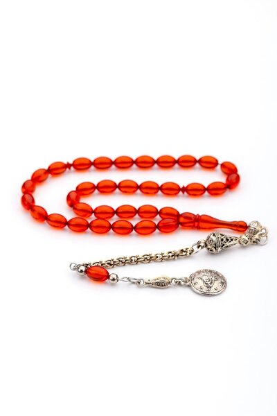 TESBİHKENTİ Mărgele de rugăciune populare de chihlimbar roșu de foc - Dimensi...