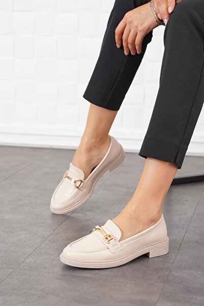 Moda Pie Balerini de damă Lenor B cu cataramă bej