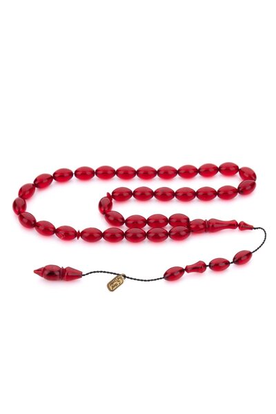 TESBİHKENTİ Mărgele de rugăciune de chihlimbar de foc roșu închis cu semnătur...