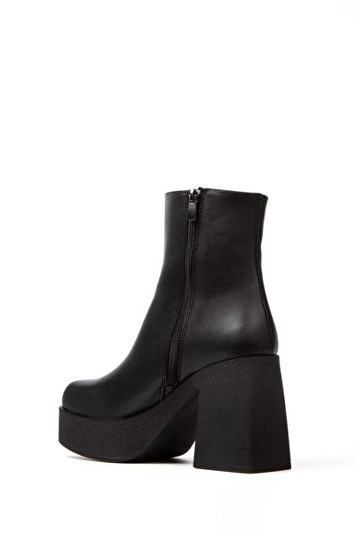 MFT AYAKKABI Kadın Siyah Yüksek Topuklu Fermuarlı Bot