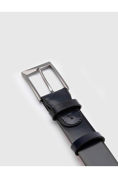 İLVİ Novak Men's Belt Navy Blue Genuine Opening Leather