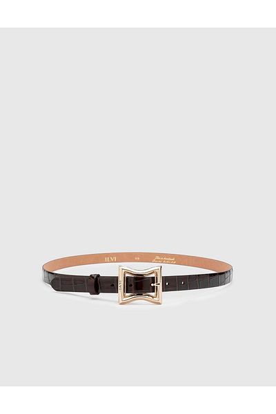 İLVİ Fidelya Women's Belt Brown Genuine Crocodile Leather