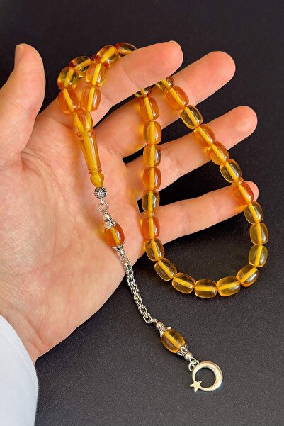 TESBİHKENTİ Fire Amber Prayer Beads - Ανοιχτό πορτοκαλί, Όμορφη Σκοποβολή