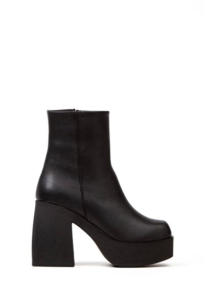 MFT AYAKKABI Γυναικείες μαύρες ψηλοτάκουνες μπότες με φερμουάρ