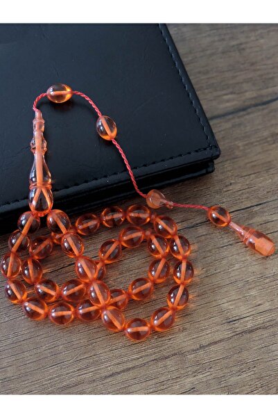 TESBİHKENTİ Handcrafted Red Color Fire Amber Prayer Beads