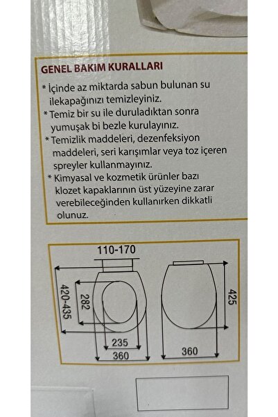 ELİTRA Elitra Plus Amortisörlü Frenli Yavaş Kapanan Klozet Kapağı Amortisörlü Kapak Ölçülere Dikkat...!!!