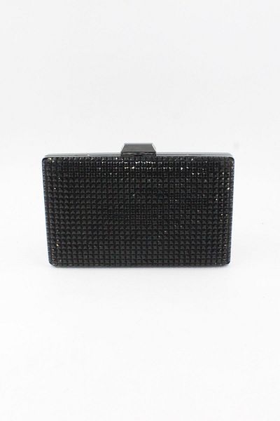 Chantaky 032 1701 Geantă neagră pentru rochie de seară - clutch cu detalii cu piatră de cristal