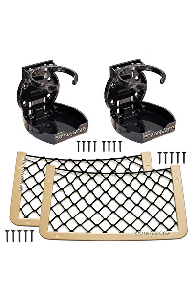 SomayStore Tekne Karavan Seti Katlanır Bardaklık Oval Siyah Ve Eşya Filesi Be...