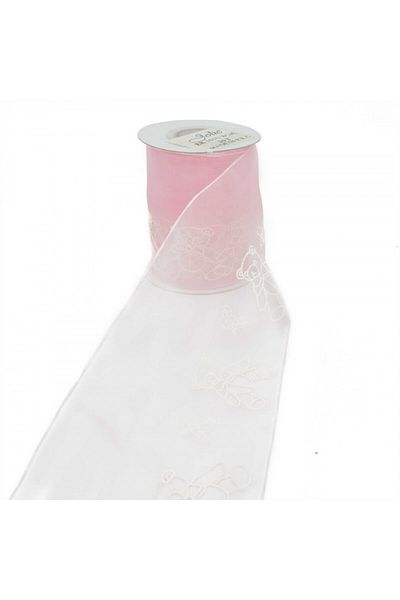Turgut Brode Organza Tulle Ribbon Teddy Bear Printed 8 Cm