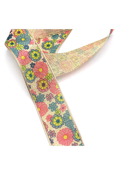 Turgut Brode Kurdele Desenli File Kumaş 4 cm Çiçekli