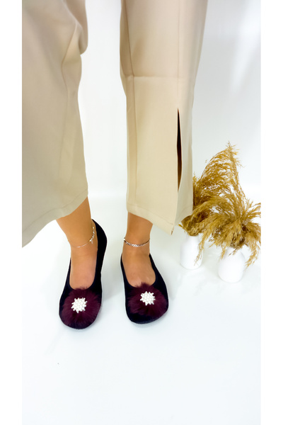 CEYDA SHOES Ornate Velvet Ballerinas for Daily Use - Gift, Slippers, Booties and Shower Flats