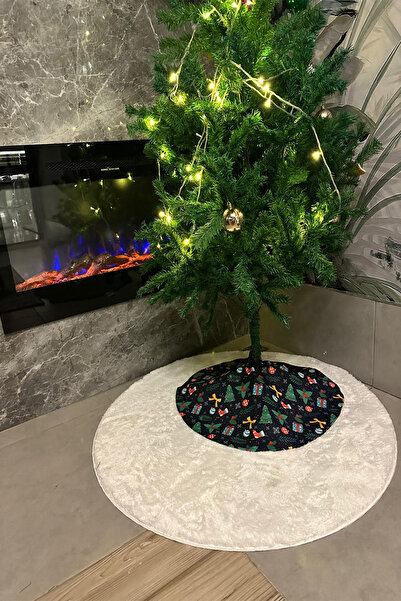 DEKOMOD Yılbaşı Çam Ağacı Altı Ayak Örtüsü Yıkanabilir Kumaş Cırtlı 65x65