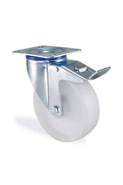 Kama Ø125 Polypropylene Rotary Brake Wheel with Flange Connection 150 Kg. Capacity