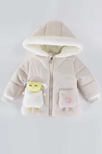 MDM Trendy Plush Coat for Baby Boy Girl - Cute, Lamb Detail, Furry Zippered Hood