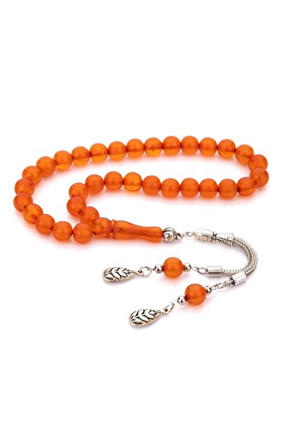 TESBİHKENTİ أورانج غلوب - مسبحة صلاة كهرمانية مسحوقية بشراشيب مزدوجة