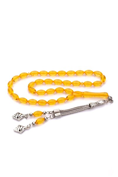 TESBİHKENTİ Mărgele de rugăciune galbene subțiri și elegante de chihlimbar pu...