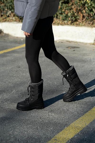sovrana Furry Snow Boots Black