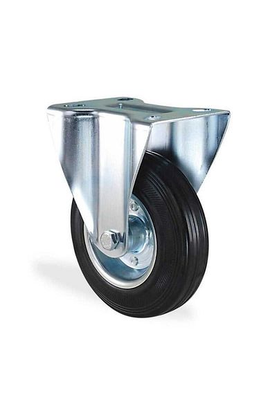 Kama Ø125 Rubber Fixed Wheel Flange Connection 100 Kg. Capacity Bushed
