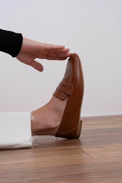 sovrana Tan Colored Real Leather Inside and Outside Moccasin