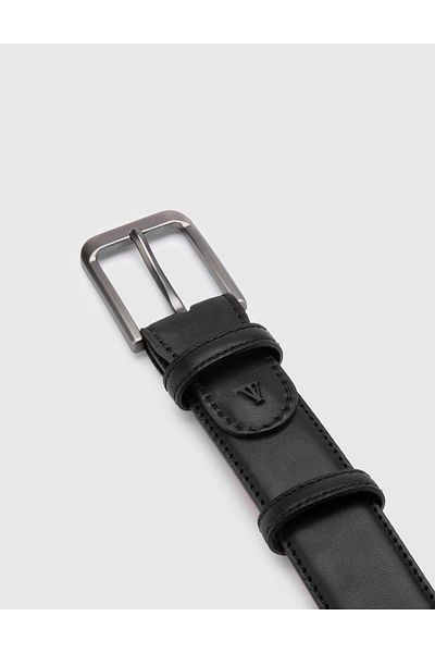 İLVİ Owens Men's Belt Black Genuine Antique Crocodile Print Leather