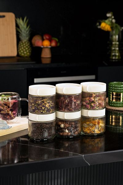 netteucuzluk 6-Piece Food Pulses Storage Set - Glass Jar, Kitchen Organizer (6 Pcs) 12 Pieces - Small Size