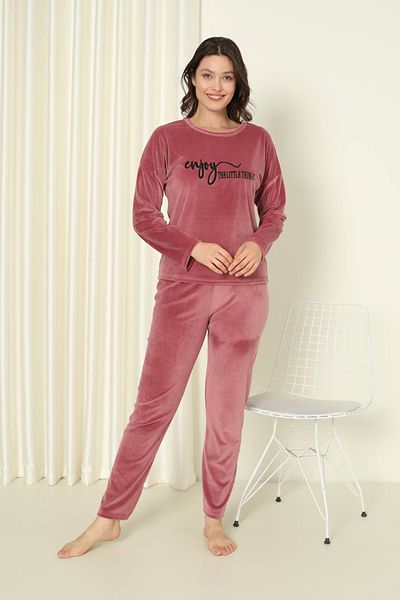 SEBOTEKS Soft Textured Velvet Women's Pajamas Set 20820