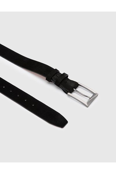 İLVİ Novak Men's Belt Black Genuine Suede Leather